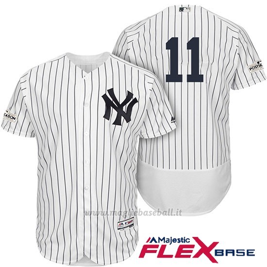 Maglia Baseball Uomo New York Yankees 2017 Postseason Brett Gardner Bianco Flex Base